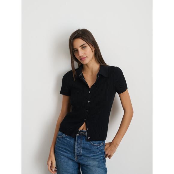 Alex Mill Navy Blue Suzanne Ribbed Polo - Picture 1 of 7